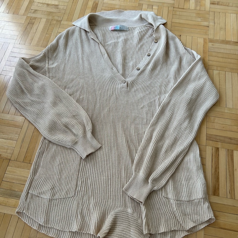 Free People Beige Knitted Romper